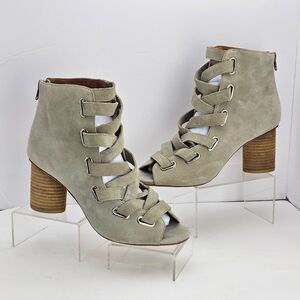 Jeffrey Campbell Anthropologie Salazar Women's 8.5 Gray Suede Strappy Boots
